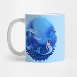 Ultramarine Mermaid & Dolphins Mug